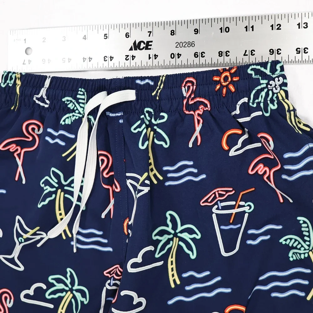CHUBBIES Men's S Navy Neon Tropical Print 5.5